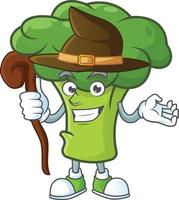 Green broccoli cartoon character style vector