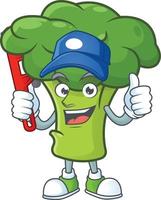 Green broccoli cartoon character style vector