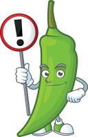 Green chili cartoon character vector