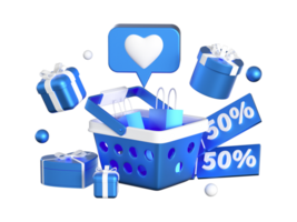 3d interpretazione e-commerce promozione sconto giorno elemento png