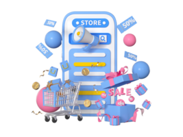 3d interpretazione e-commerce promozione sconto giorno elemento png