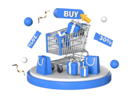 3d interpretazione e-commerce promozione sconto giorno elemento png