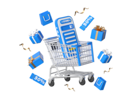 3d interpretazione e-commerce promozione sconto giorno elemento png