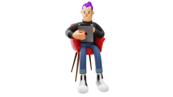 Free 3D illustration. Young boss 3D cartoon character. Diligent Office  workers do their job. handsome businessman holding tablet. Wealthy  businessman sitting and working on task. 3D cartoon character 19895780 PNG  with Transparent