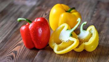 Fresh colorful bell peppers photo