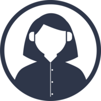 Female user avatar icon in black colors. Person signs illustration. png