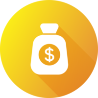 Money bag  icon in flat design style. American currency signs illustration. png