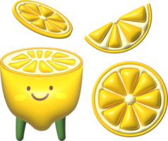 citron 3d dessin animé personnage png