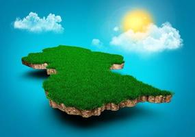 Guyana Map, Realistic 3D Map of Guyana Clouds Tree sun rays on bright blue Sky 3d illustration photo