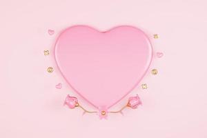 3D rendering cute pink valentine's day background with love and heart photo