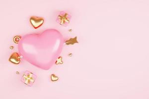 3D rendering cute pink valentine's day background with love and heart photo