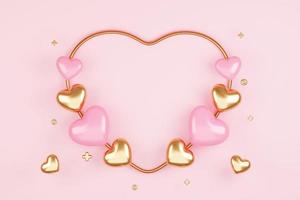 3D rendering cute pink valentine's day background with love and heart photo