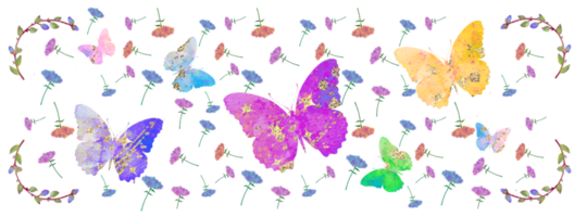 Floral pattern with butterflies. Weddiing, easter, birthday, Valentines day, Holiday template. png