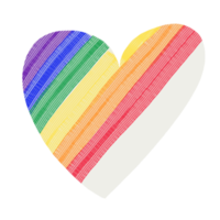 lgbt arco iris color en garabatear corazón a mano forma png