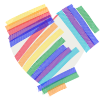 HBTQ regnbåge Färg i klotter hjärta freehand form png