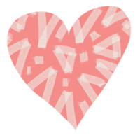 Doodle pink heart with white geometric pattern png