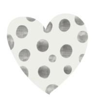 Black polka dots in white doodle heart shape png