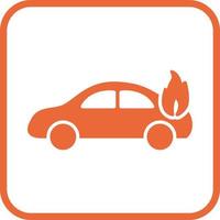 coche único en icono de vector de fuego