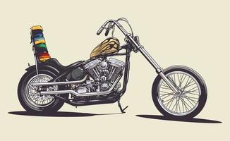 Chopper Motorcycle, Motor Vehicle Transport, Side View Vector Illustration
