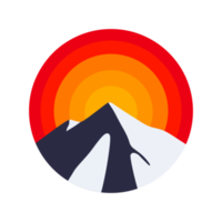 illustration mountain with sunset png