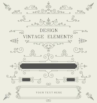 Vintage design template, borders, retro elements, Frame, for invitation Vector illustration