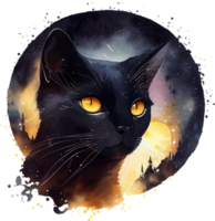 himmelsk svart katt vattenfärg png