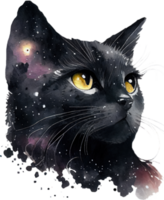 Celestial Black Cat Watercolor png