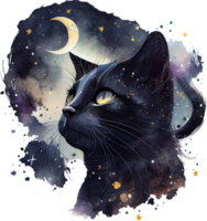 celestial negro gato acuarela png