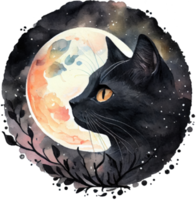 himmlisch schwarz Katze Aquarell png