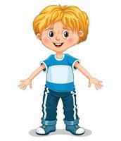 Cute little boy is doing exercises vector illustration