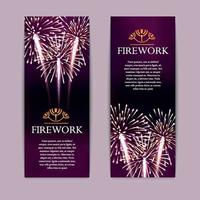 Set of fireworks, festive vertical banner, firecracker vector illustration
