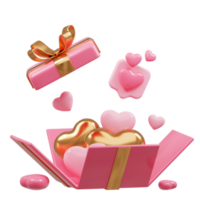 3d interpretazione carino rosa San Valentino giorno sfondo con amore e cuore png