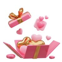 3D rendering cute pink valentine's day background with love and heart png