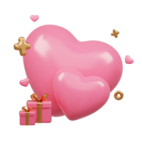 3D rendering cute pink valentine's day background with love and heart png