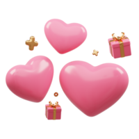 3d Renderização fofa Rosa dia dos namorados dia fundo com amor e coração png