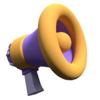 Megaphone 3d render icon illustration. Gramophone icon. 3d render of megaphone on transparent background. 3d render illustration png