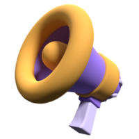 Megaphone 3d render icon illustration. Gramophone icon. 3d render of megaphone on transparent background. 3d render illustration png