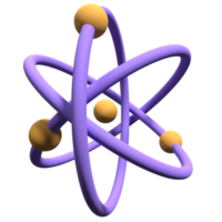 3d framställa av abstrakt modell av atom. atom 3d tolkning. protoner neutroner och elektroner. 3d framställa illustration png