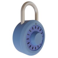 3d rendering illustration of cute cartoon padlock icon. Lock with combination. Minimal concept png