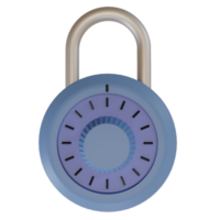 3d rendering illustration of cute cartoon padlock icon. Lock with combination. Minimal concept png