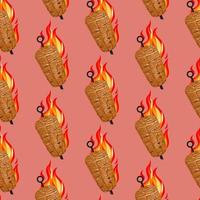 Shawarma Kebab pattern fast food. Seamless pattern. vector