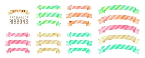 vector colorful watercolor ribbon set