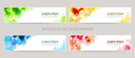 Set of colorful vector watercolor backgrounds with white space for text. web banners template