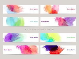 Set of colorful vector watercolor backgrounds with white space for text. web banners template
