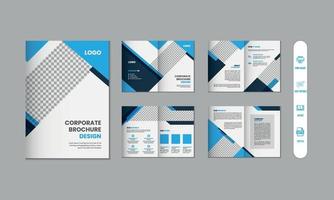 8 pages corporate modern brochure and company profile, magazine, portfolio template design vector