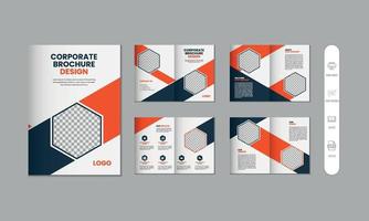 8 pages corporate modern brochure and company profile, magazine, portfolio template design vector