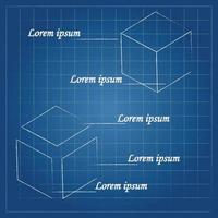 Plano antecedentes con bosquejo de cubo vector, Plano modelo vector