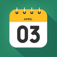 April day 3. Number three on a white paper with yellow color border on a green background vector. vector