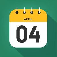 April day 4. Number four on a white paper with yellow color border on a green background vector.