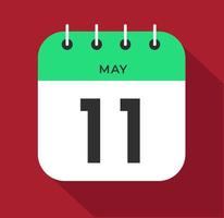 May day 11. Number eleven on a white paper with green color border on a red background vector. vector